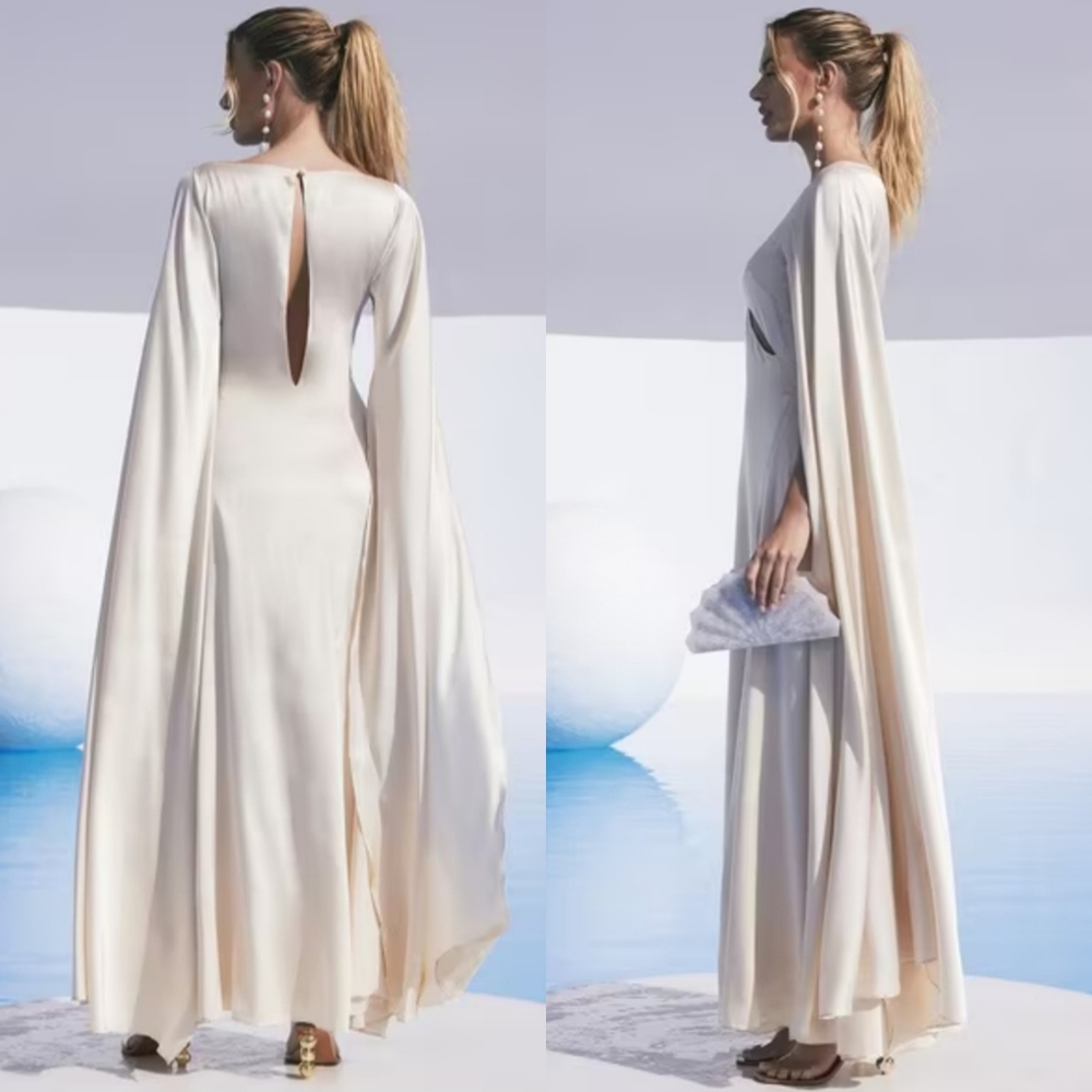 Cult Gaia Shaine Gown Maxi Cape Bridal Silk Cutouts White Ivory Medium - Picture 5 of 17